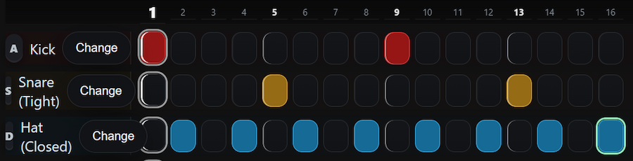 Grid with a simple beat filled in
